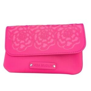Vera Bradley Vibrant Pink Laser Cut Floral Clutch